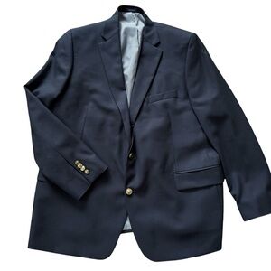 Stafford Tailored Culture Navy Gold Button Classic Fit Blazer Wool Size 50 Reg